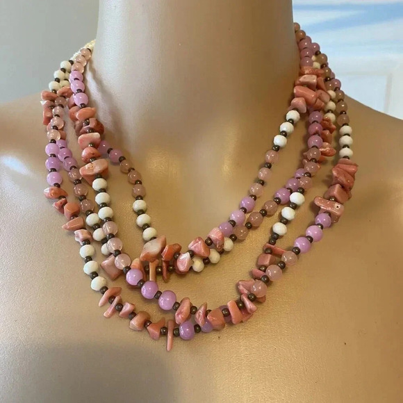 VTG Costume Jewelry 4Strands Sequins Beads Statement Necklace Multi Color Fairy - Picture 3 of 6